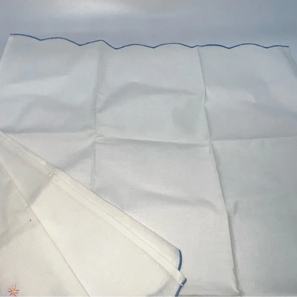 Floral Embroidered Table Linens - White with Multicolor Accents